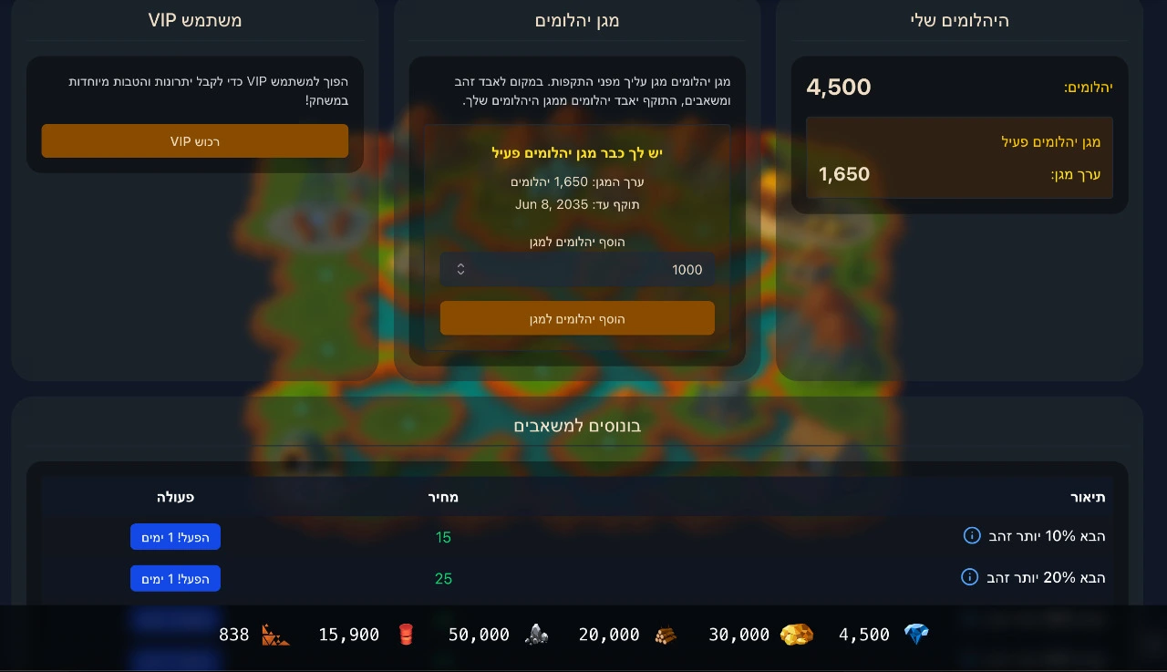 מערכת VIP ובונוסים